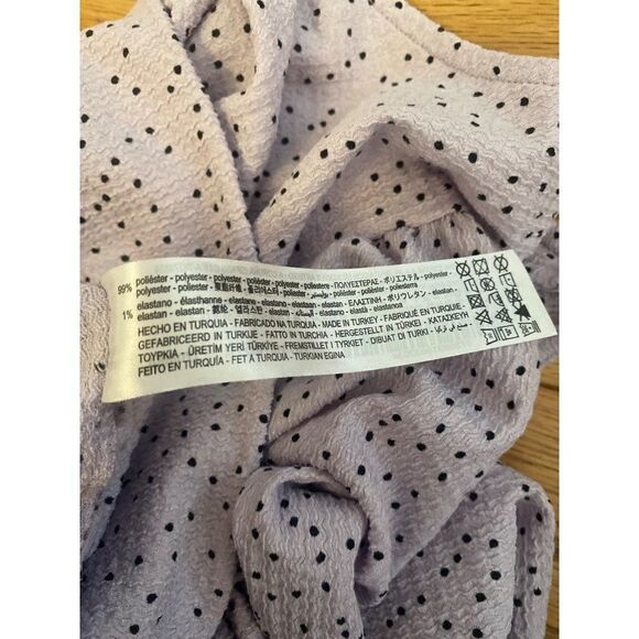 NWOT Berska, women's pale purple polka dotted, open back tied crop blouse sz Med - Picture 9 of 9